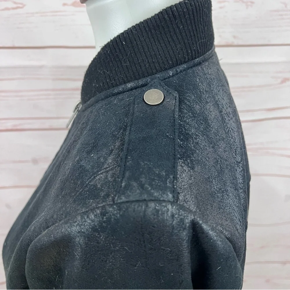 Chaser Plush Shearling Sherpa Lined Faux Leather Cozy Bomber Jacket
